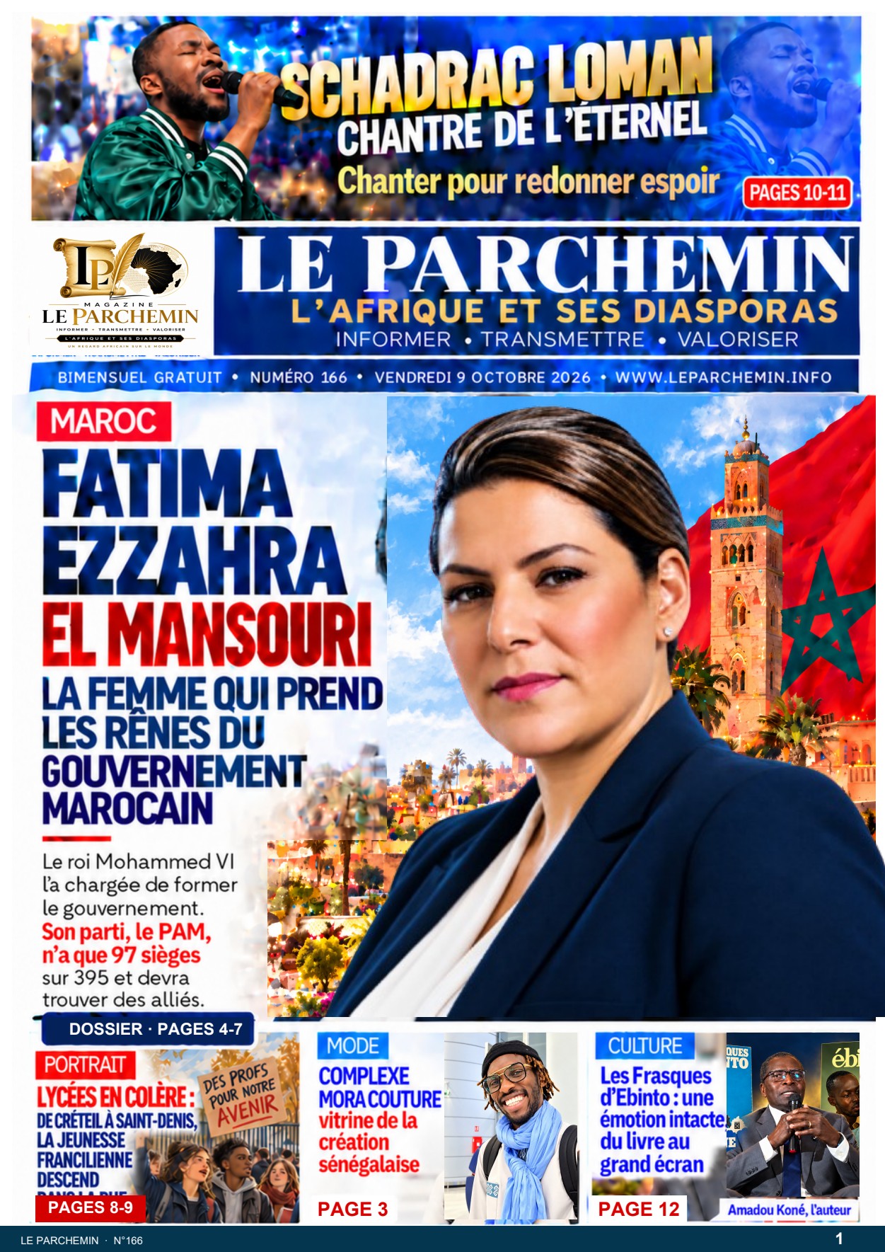 Une du numéro 166 de LE PARCHEMIN : Fatima Ezzahra El Mansouri
